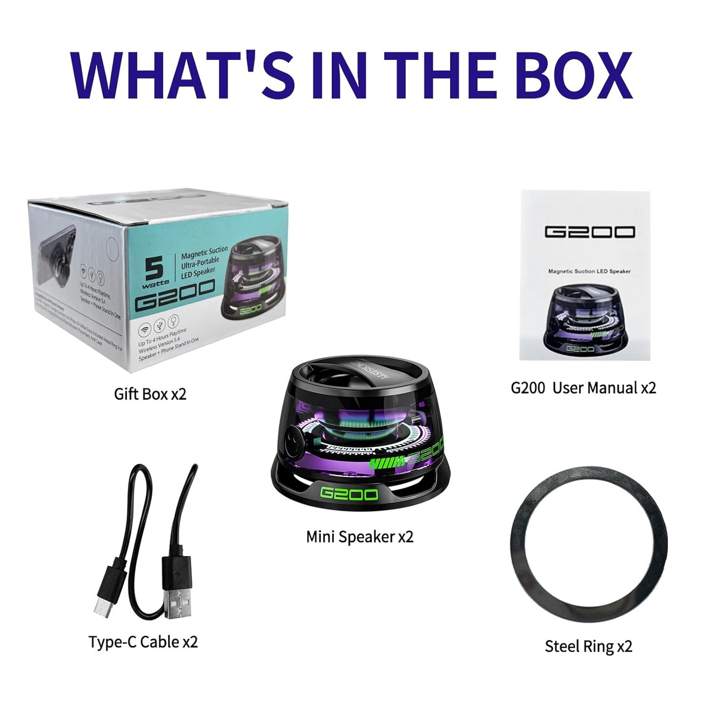 G200 Mini Magnetic Bluetooth Speaker RGB Lights & Magnetic Base