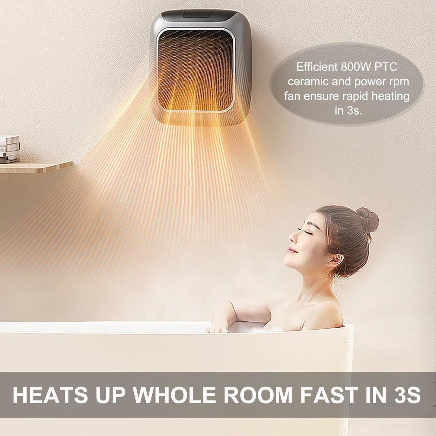 Warmify™800W Wall-Mounted Electric Portable Heater